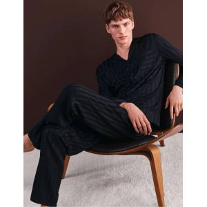 Marks & Spencer Тъкана пижамна горница със сатенена лента Marks & Spencer черна Marks & Spencer | Cheren | МЪЖЕ | M