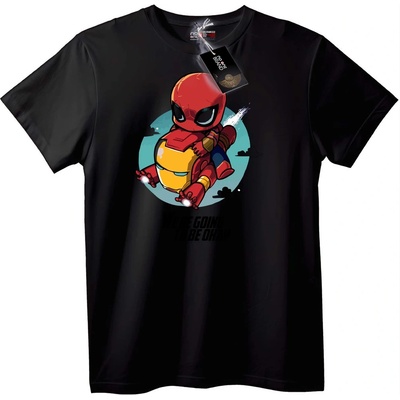 NOONEBRAND Тениска Чиби Iron Man и Spider-Man - 2XL, White