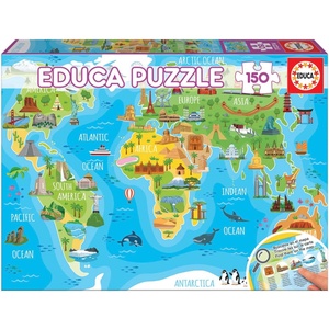 Educa Пъзел Educa от 150 части - Световна карта със забележителности (EDU18116) - ozone