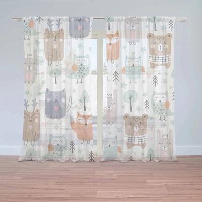 Sablio Záclony Animovaná Lesné zvieratká: 2ks 150x250cm