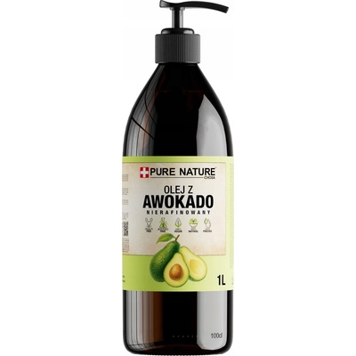 AVOKÁDOVÝ OLEJ NERAFINOVANÝ ZA STUDENA LISOVANÝ PŘÍRODNÍ + DÁVKOVAČ 1000 ml 1 l