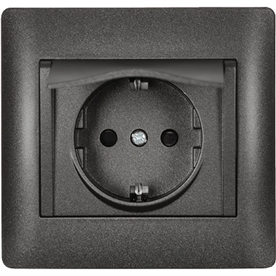 ELMARK Rhyme КОНТАКТ ШУКО С КАПАК ГРАФИТ МЕТАЛИК (11215c)