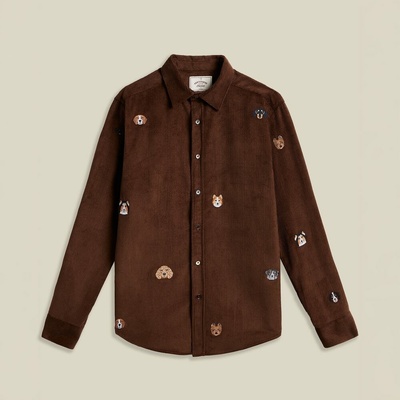 Portuguese Flannel Lobo brown Embroidery