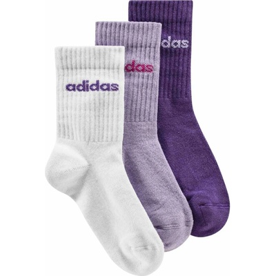 adidas Detske ponožky Linear Kids Crew 3 Pairs Pack Socks White/Powder Plum/Active Purple