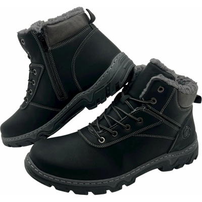 Pánské černé šněrovací zimní boty 07 černé