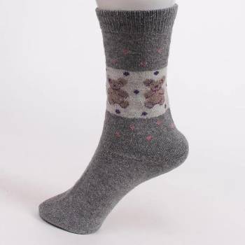 Image 1 of Дамски вълнени чорапи в сиво с мечета