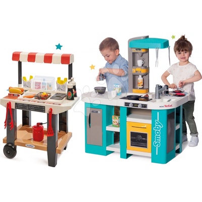 Smoby Set kuchynka elektronická Tefal Studio 360° XL Bubble a stánok s rýchlym občerstvením Street Food