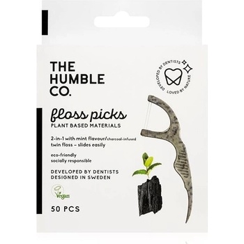 The Humble Dentálne špáradlá s aktívnym uhlím 50 ks Svieža mäta