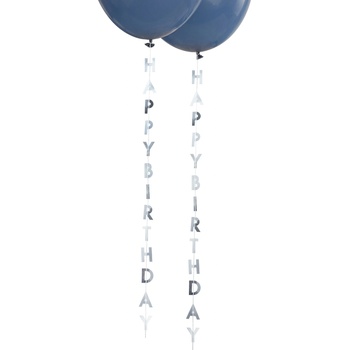 Ginger Ray Сребърна Декорация за Балони "Happy Birthday