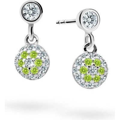 Danfil dětské náušnice C2150 z bílého zlata s kamínky Peridot Green zapínání balónek