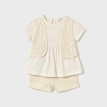 Mayoral Комплект бермуди дантела в мръсно бял цвят за мини момиче Майорал