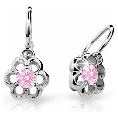 Danfil detské náušnice kvetiny C1947 z bieleho zlata pink brizura