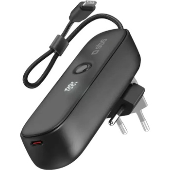 SBS Hybrid PD 20W 5000mAh Преносима батерия Powerbank с вграден кабел и сгъваем щепсел - Черен (TETRBB5000PD20)