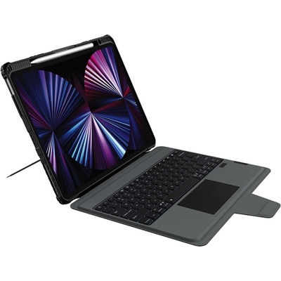Bumper Combo Keyboard Protective Case Backlit Version - удароустойчив кейс, с отделяща клавиатура и поставка за iPad Pro 12.9 M2 (2022), iPad Pro 12.9 M1 (2021), iPad Pro 12.9 (2020) (черен)