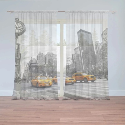 Sablio Záclony Žlté taxíky : 2ks 150x250cm