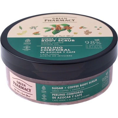 Green Pharmacy Zelená káva a zázvorový olej cukrovo-kávový telový peeling 200 ml