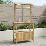 vidaXL Външна бар маса Естествен 110 x 50 x 210 см Бамбук (42028062)