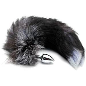Alive Black and White Fox Tail Anal Pleasure S