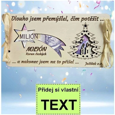 Bezvadný dárek Dřevěná vánoční obálka na peníze 2 – Zboží Dáma