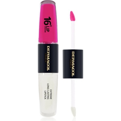Dermacol 16H Lip Colour dlhotrvajúci rúž a lesk na pery 08 Pink Tastic 2 x 4 ml