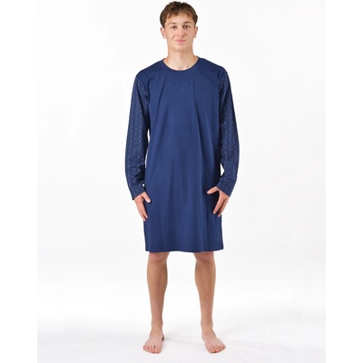 Gina pánské košile noční pánská dlouhý rukáv, šité, s potiskem Pyžama 2025 79203P lékořice bílá