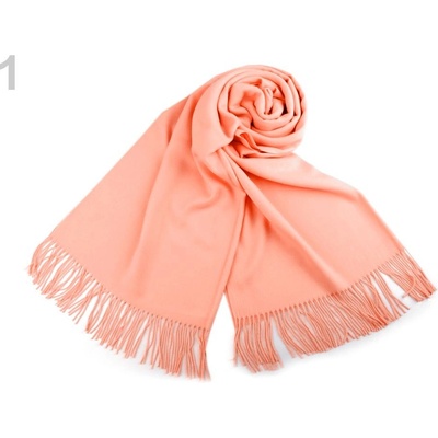 Šála typu pashmina s třásněmi 1 51 lososová