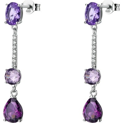 Brosway Strieborné visiace náušnice s fialovými zirkónmi Freedom Magic Purple FMP133