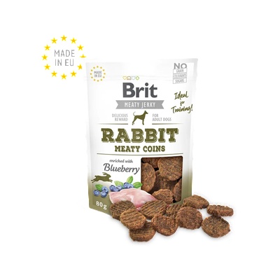 Brit Meat Jerky Snack - Rabbit Meaty coins-85% истинско пиле и заек, 80гр