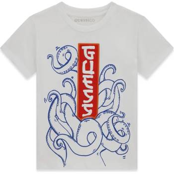 GUESS Бяла тениска за мини момче октопод Guess