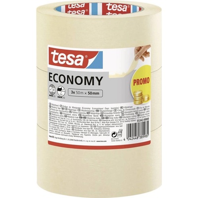 Tesa Economy 55342-00000-00 Malířská krycí páska 50 m x 50 mm bílá 3 ks