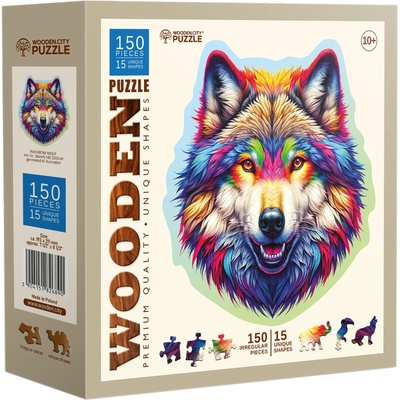 Wooden City Дървен пъзел Wooden City, 150 части - Вълк (HE 0205-M)
