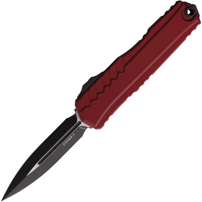! Microtech CYPHER II D/E BLACK STANDARD MERLOT 1242-1MR