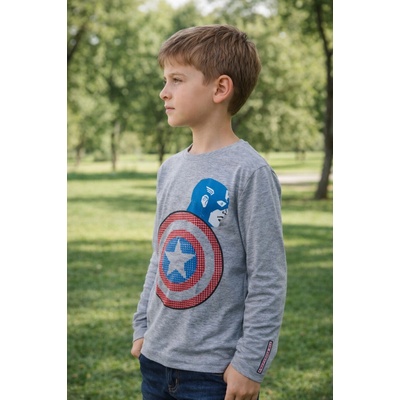 Sun City chlapecké tričko Avengers Kapitán Amerika dlouhý rukáv šedá