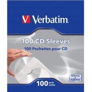 Verbatim 49976 хартиени калъфи за CD дискове, с прозорче, 100 бр. , бели (49976)