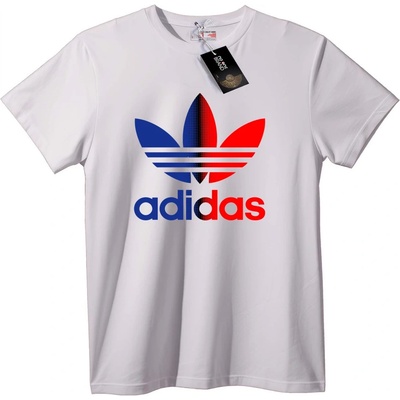 NOONEBRAND Тениска Adidas Лого Черно Червено Синьо - 2XL, Black