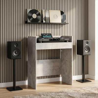vidaXL DJ маса Бетонно сиво 62 x 45 x 102 см Инженерна дървесина (8006759)