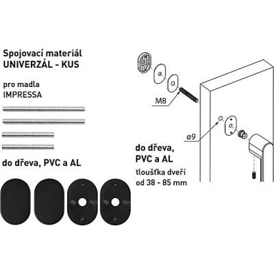 Spojovací materiál UNIVERZÁL pre MADLO MP MPK - IMPRESSA ks (BS - Čierna matná), MP BS (čierna mat)