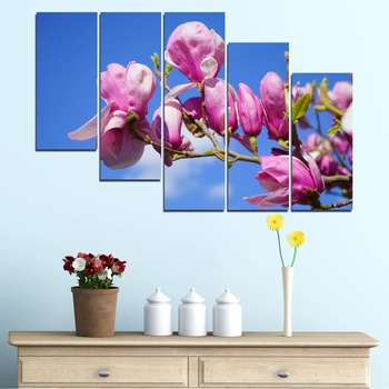 Vivid Home Картини пана Vivid Home от 5 части, Цветя, Канава, 160x100 см, 7-ма Форма №0520