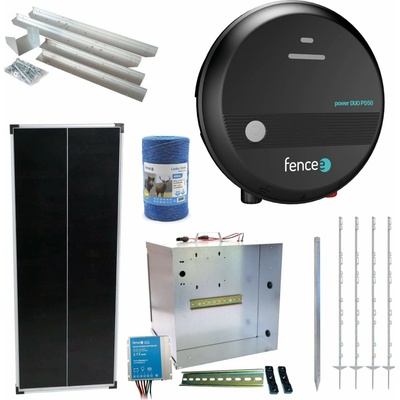 Expert sada solárného ohradníka - Kompletná prenosná schránka + 5 J zdroj, 100 W panel, 3 mm lanko