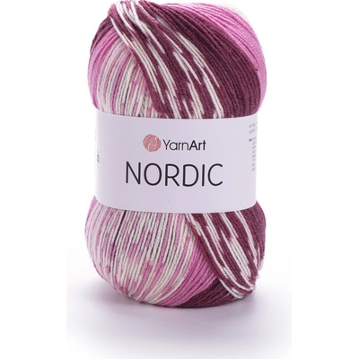 Yarn Art příze Nordic 660 vínová, růžová a krémová