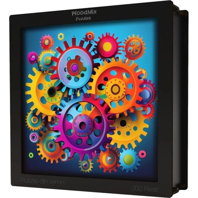 WoodMix Puzzles Дървен пъзел WoodMix, Абстрактни, 200 части - Зъбчати колела (WM-A-0001)