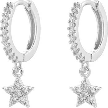 DELIS Сребърни обеци, jw945, модел звезда, родиево покритие (jw945)