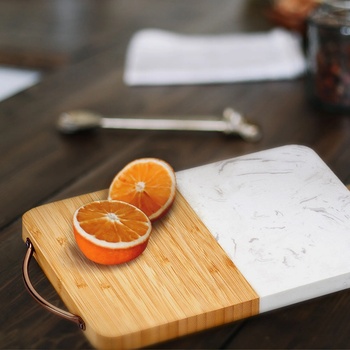 Art gift Дъска от мрамор и бамбук с дръжка