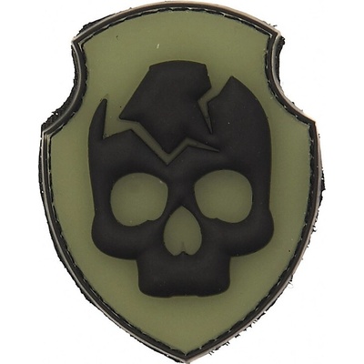 Gumová nášivka 101 Inc Ghost Skull - olivová-čierna