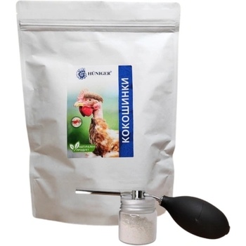 Hüniger® - Натуралните решения за чист и здрав дом Хюнигер Натурална пудра за унищожаване и на резистентни кокошинки - за 120 птици/200 кв. м. , 500 гр. + ПОДАРЪК Прашилка (12359-500-1392)
