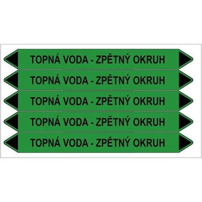 Značení potrubí, topná voda - zpětný okruh,5 ks, 150 × 12 mm PZ 008942