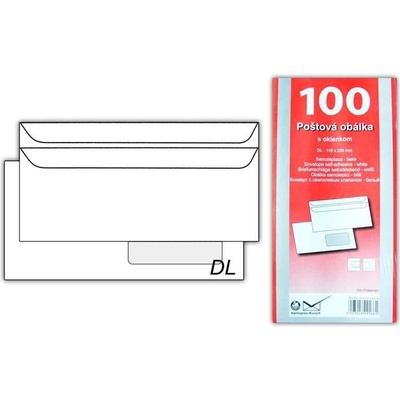 UNIPAP Dopisní obálka DL K-DL/80FRSX/P/100 okno vpravo samolepící 264402