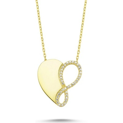 Olivie Stříbrný řetízek zlaté srdce 4348