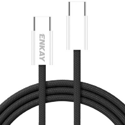 Плетен кабел за зареждане и данни - usb-c към usb-c - 1 м - черен (87299)