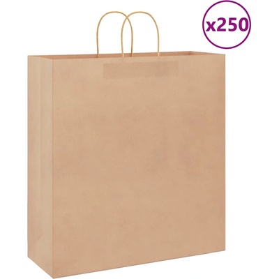 vidaXL Хартиени торбички 250 бр с дръжки кафяви 45x17x48 см (4101597)